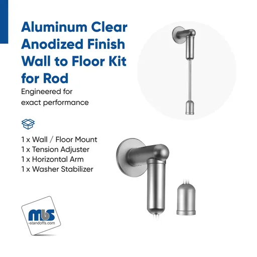 Wall to Floor Kit for Rod - Aluminum (Sold without Rod)