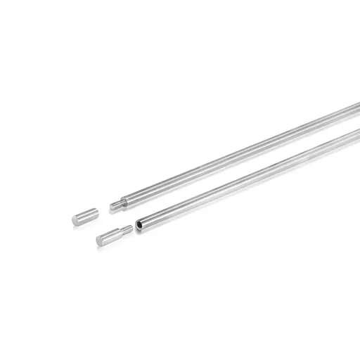 1/4" Stainless Steel Rod - Satin Brushed, 36" Length, Threaded M4 (Indoor Use)