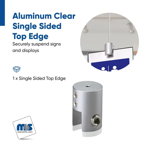 Cable Suspended - Up to 5/16'' - Top Edge Side Clamp - Aluminum - For 1/8'' (3.0mm) Diameter Cable