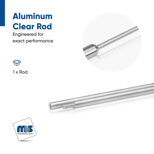 3/8'' Aluminum Clear Anodized 3/8'' Diameter Rod, Length: 36'', Reverse Thread  (Inside use only)