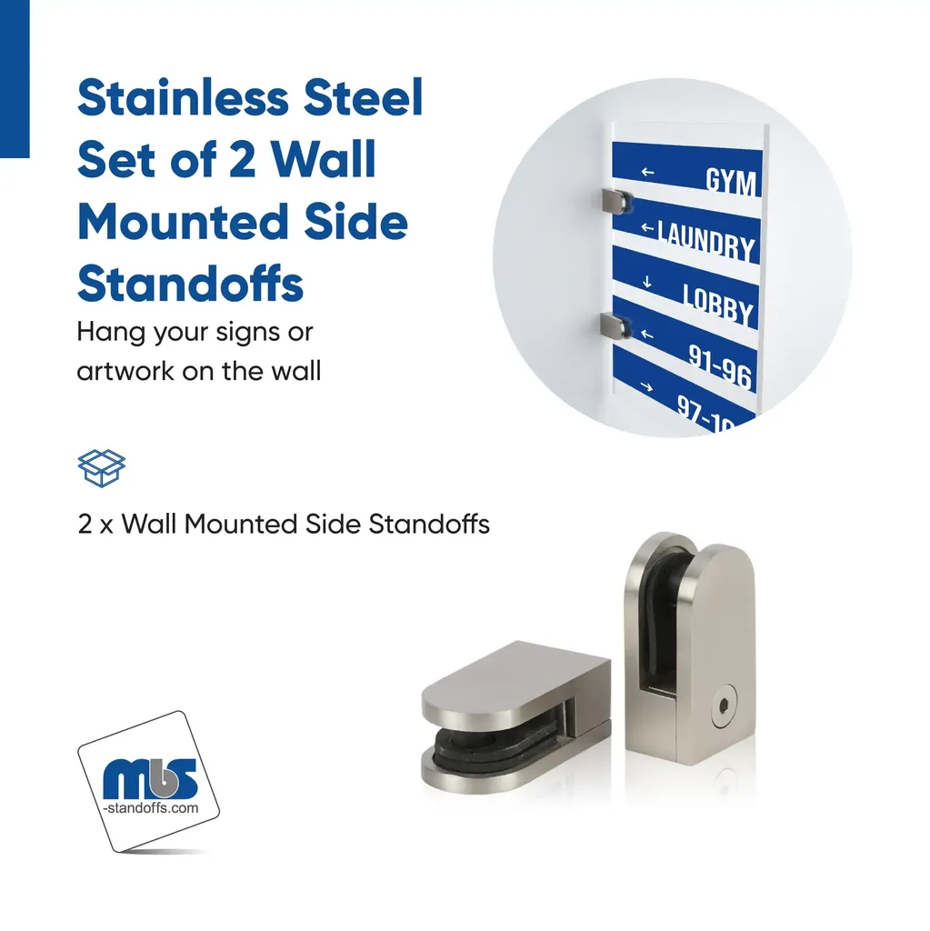 Set of 2 Wall Clamp, Stainless Steel, Satin Brisched Finish (Fort 5/16'' Material)