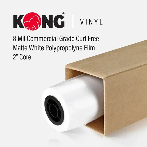 [FM8-24-SAMPLE] 24" x 20' Kong Film - 8 Mil Commercial Grade Curl Free Matte White Polypropylene Film on 3" Core (Sample Roll)