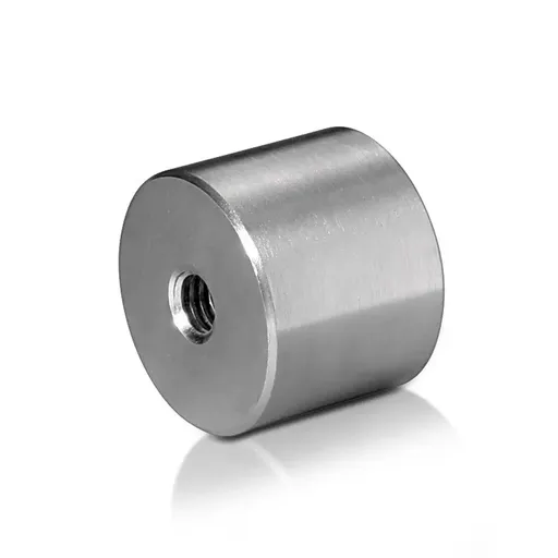 [S125-100SPE] 5/16-18 Threaded Barrels Diameter: 1 1/4'', Length: 1'', Brushed Satin Finish only one end thread [Required Material Hole Size: 3/8'' ]