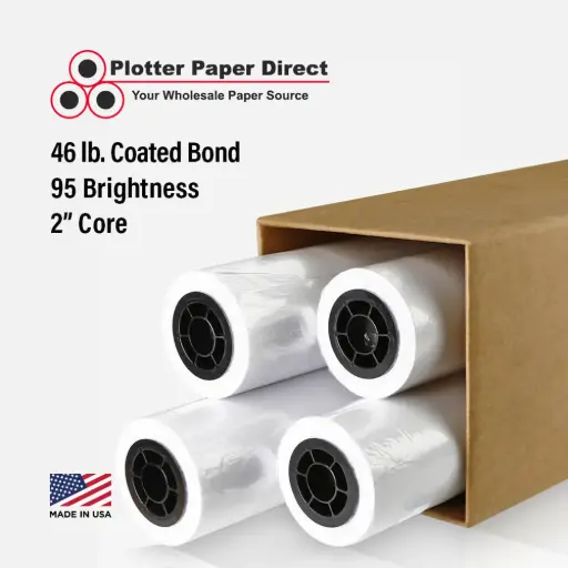 [C46-2-24150-4] 24" x 150' Roll - 46# Coated Bond - 2" Core (Pack of 4)