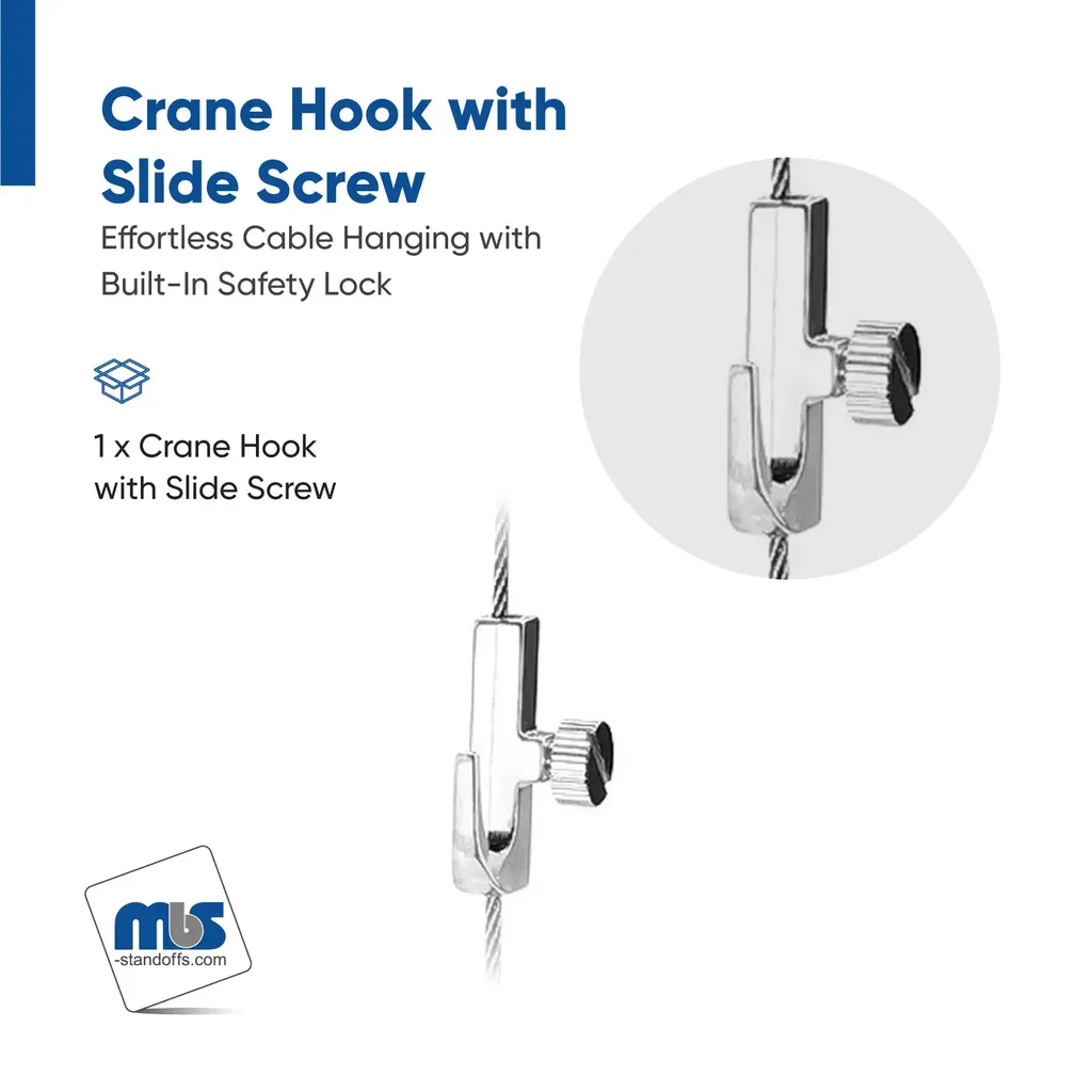 Crane Hook with Side Screw ''Nickel Plating'' Finish  (For Cable Diameter 0.06'' to 0.08'')