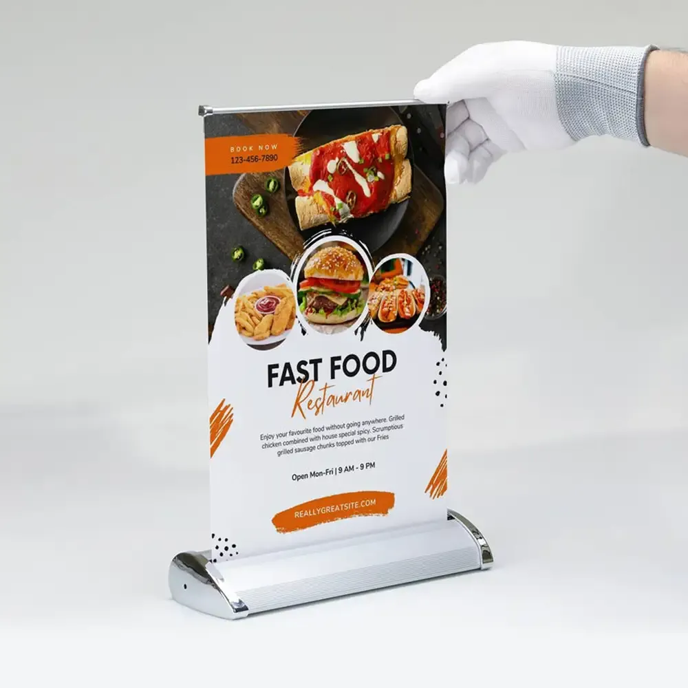 Luxury 8-1/4'' x 11-3/4'' Table Top Roll-Up Banner