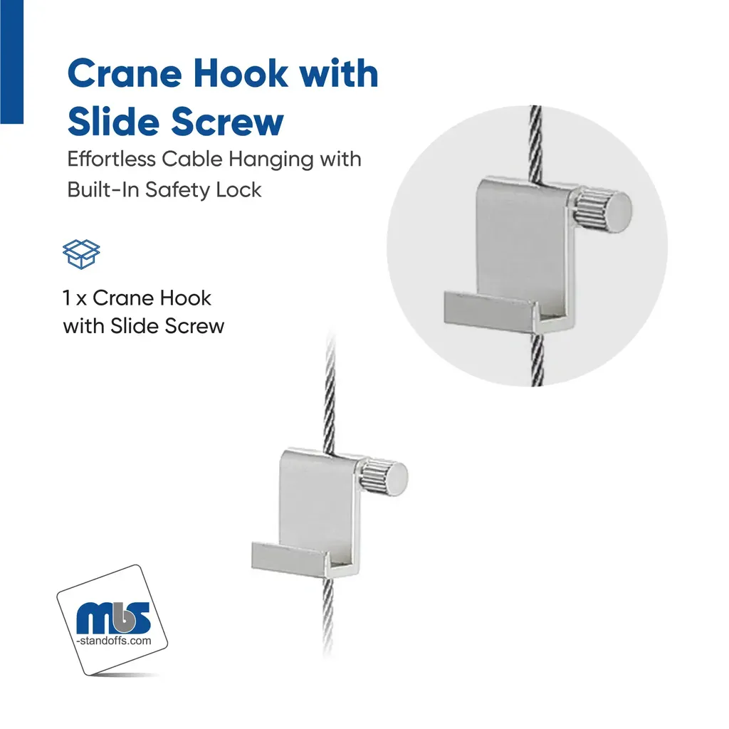 L-Hook with Side Screw "Nickel Plating" Finish  (For Cable Diameter 0.06" to 0.08")