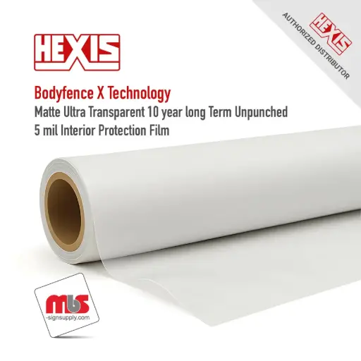 [HXDF-DFNC-6050] 60" x 50 ft Hexis Bodyfence X Technology Gloss Ultra Transparent 10 year long Term Unpunched 5 mil Interior Protection Film (Color Code: DFNC)(Hexis Part#: DFENCEONEXM)