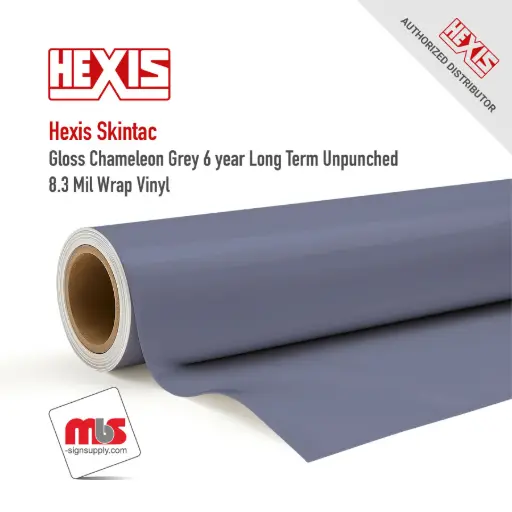 [HX30-446B-6027] 60" x 1 Yard Hexis Skintac HX30000 Gloss Chameleon Grey 6 year Long Term Unpunched 8.3 Mil Wrap Vinyl (Color Code: G446B)(Hexis Part#: HX30G446B)
