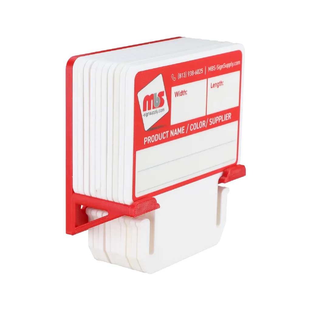 White MediaCards Kit for Vinyl Roll Storage - 10 Rewritable Double-Sided Cards for 3 Core Rolls with Red Magnetic Organizer - Label & Track Media Easily