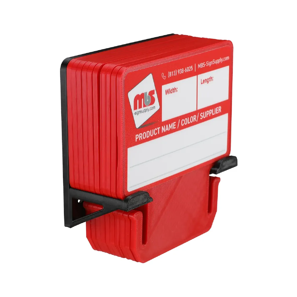 Red MediaCards Kit for Vinyl Roll Storage - 10 Rewritable Double-Sided Cards for 3 Core Rolls with Black Magnetic Organizer - Label & Track Media Easily