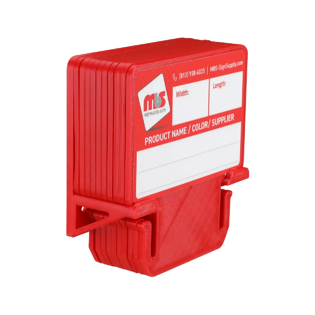 Red MediaCards Kit for Vinyl Roll Storage - 10 Rewritable Double-Sided Cards for 3 Core Rolls with Red Magnetic Organizer - Label & Track Media Easily