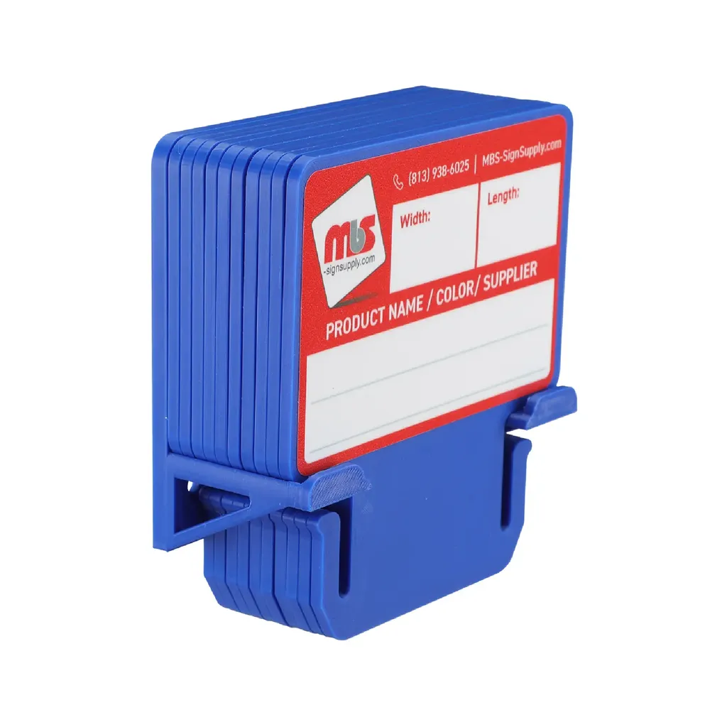 Blue MediaCards Kit for Vinyl Roll Storage - 10 Rewritable Double-Sided Cards for 3 Core Rolls with Blue Magnetic Organizer - Label & Track Media Easily