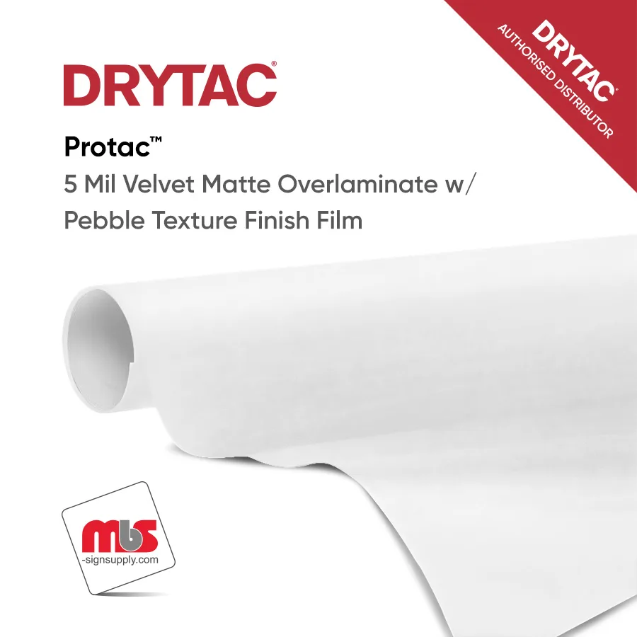 51" x 50 Yard Roll - Drytac Protac™ 5 Mil Polycarbonate Velvet Matte Overlaminate w/ Pebble Texture Finish