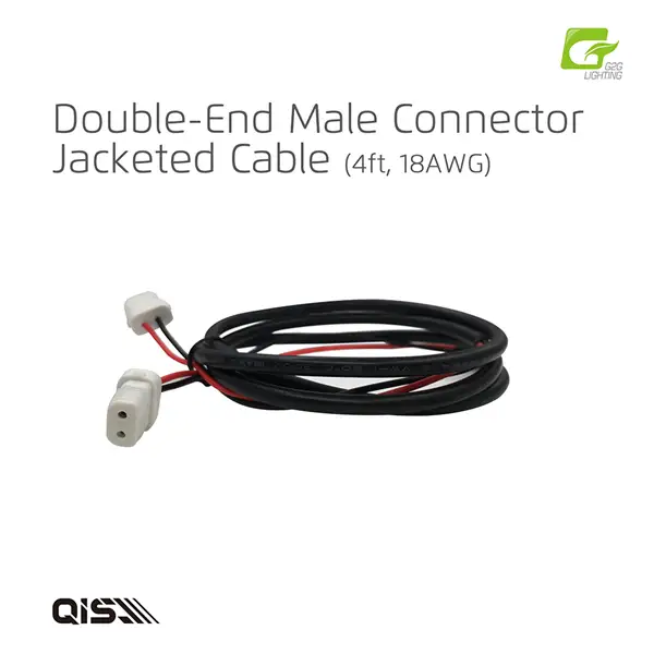 G2G QIS Series Double-End Male Connector Jacketed 4' 18AWG Cable (20 Pcs Per Box)