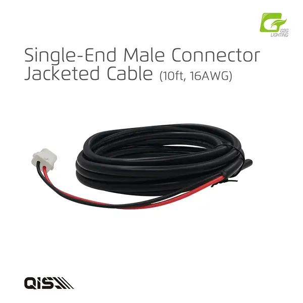 G2G QIS Series Single-End Male Connector 10' 16AWG Wire (10 Pcs Per Bag)