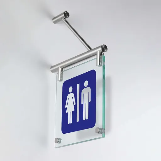 [160.304] Flag sign. 7'' x 7'' x 3/16'' (included: Stainless Steel Bracket, Set of 7'' x 7'' Glass and Set Of Paper Insert)
