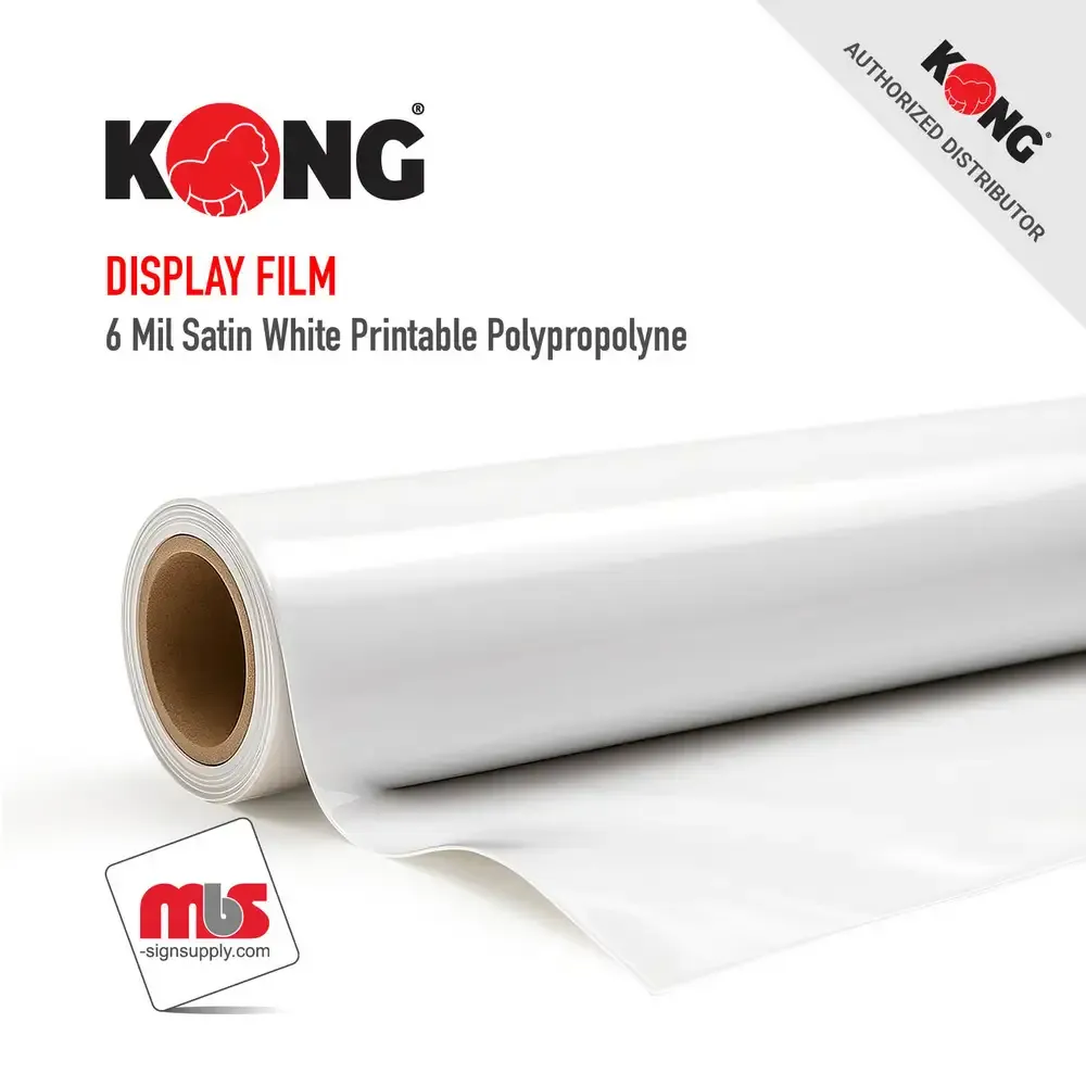 54" x 164' Roll - Kong 6 Mil Satin White Printable Polypropylene