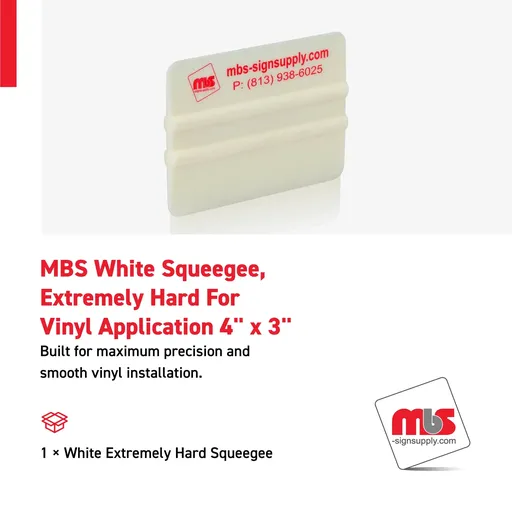 [SQ-0108] MBS 4'' x 3'' White Squeegee, Extremely Hard For Vinyl Application