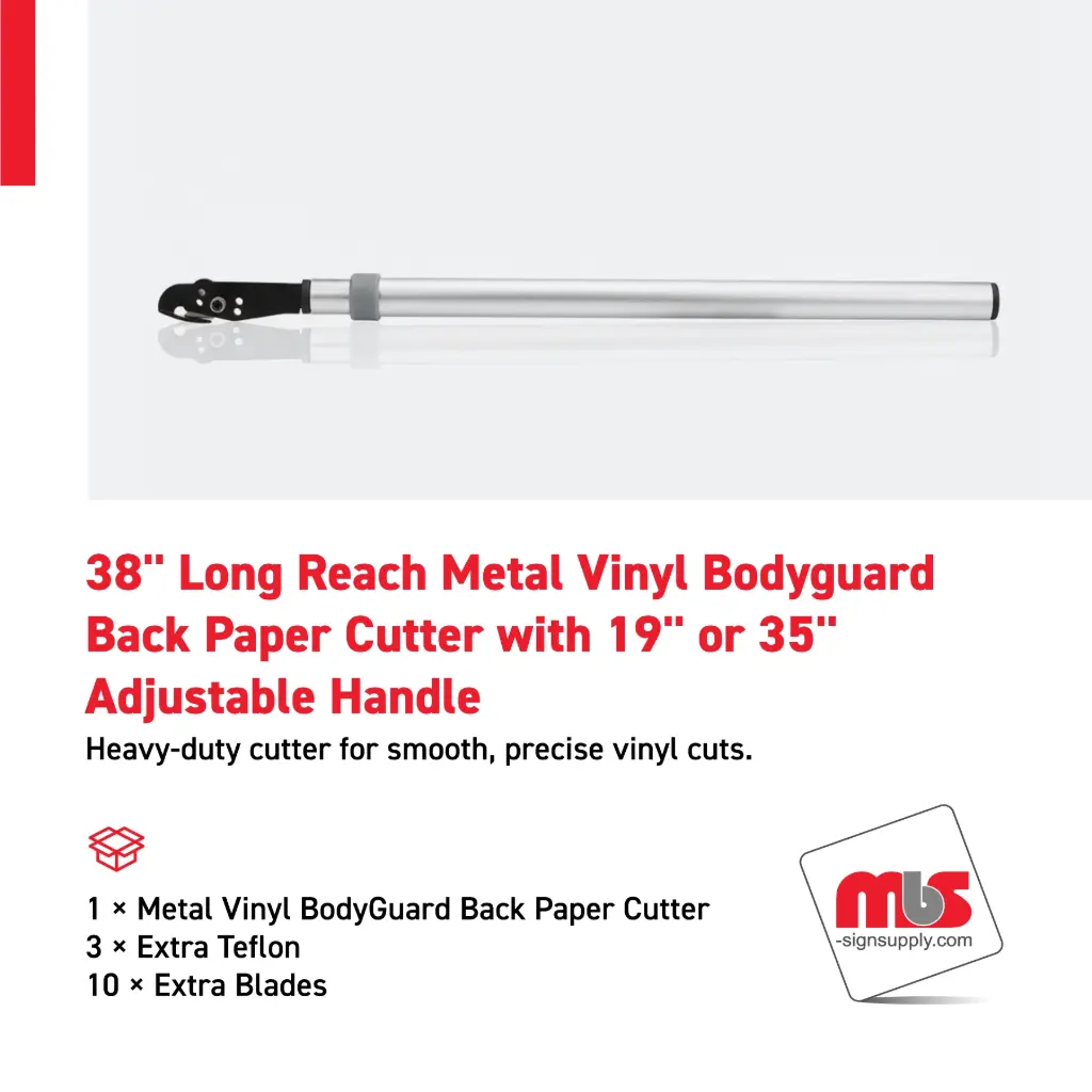 38" Long Reach Metal Vinyl Bodyguard Back Paper Cutter with 19" or 35" Adjustable Handle