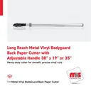38'' Long Reach Metal Vinyl Bodyguard Back Paper Cutter with 19'' or 35'' adjustable Handle