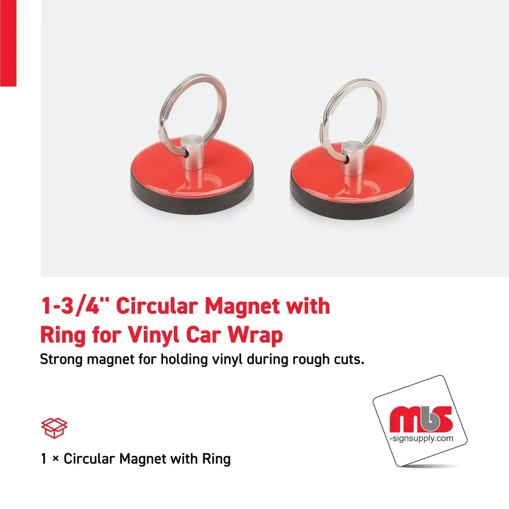 1-3/4'' Circular Magnet with  Ring for Vinyl Car Wrap