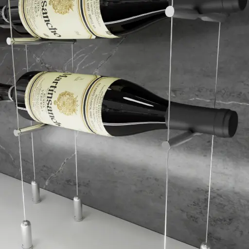 [PCW1050A] 1 Bottle Peg for Cable Wine Racking System, 6" x 1/2" Aluminum Clear Anodized (Pair)