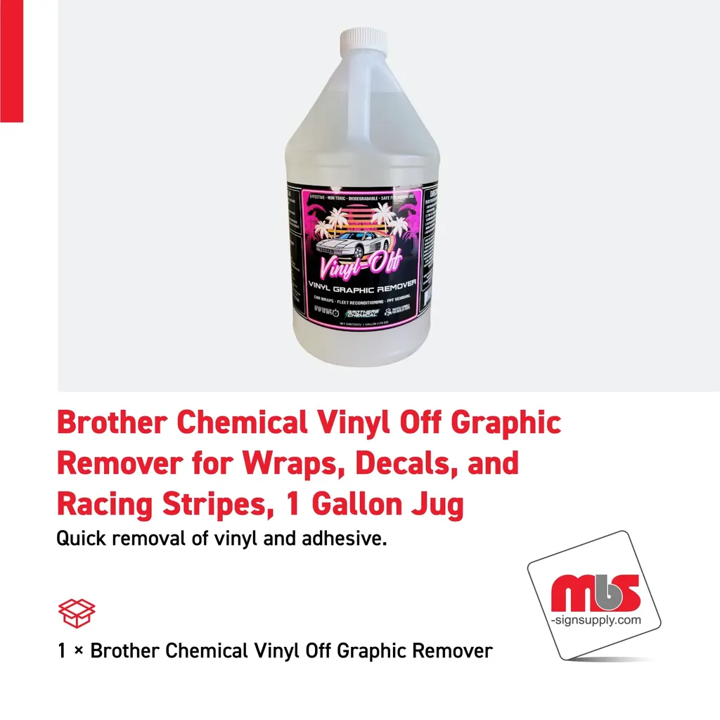 Brother Chemical Vinyl Off Graphic Remover for Wraps, Decals, and Racing Stripes, 1 Gallon Jug