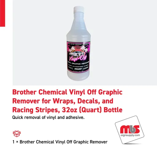 [VINYLOFF-32OZ] Brother Chemical Vinyl Off Graphic Remover for Wraps, Decals, and Racing Stripes, 32oz (Quart) Bottle