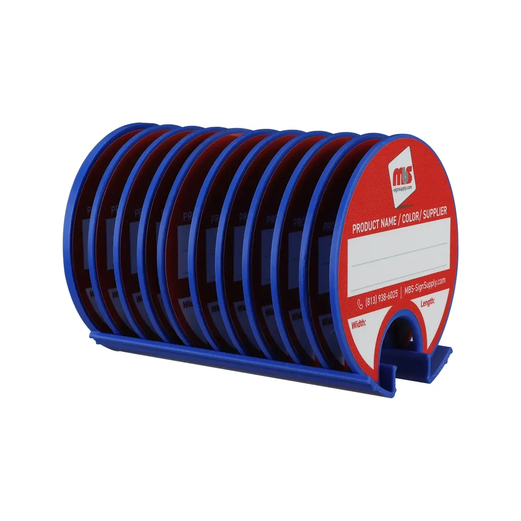 Kit of 10 Rewritable Blue Lids for 2 Core Media Rolls + 1 Blue Magnetic Wall Organizer for 2 & 3 Cores - Durable Storage Solution for Print & Sign Shops