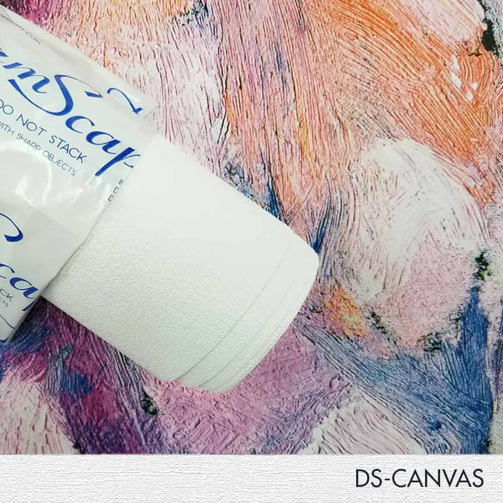 54'' x 50 Yards Roll - DreamScape Premium Polymeric Printable White Vinyl WallWrap - Canvas Texture - 27.0 Mil - Clear Back Permanently Repositionable Adhesive