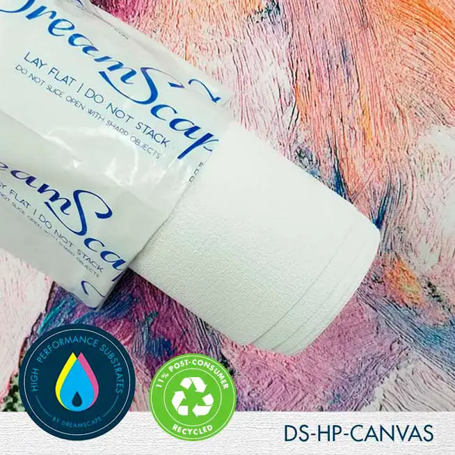 54'' x 50 Yards Roll - DreamScape Premium Polymeric Printable White Vinyl WallWrap - Canvas Texture - 27.0 Mil - Clear Back Permanently Repositionable Adhesive