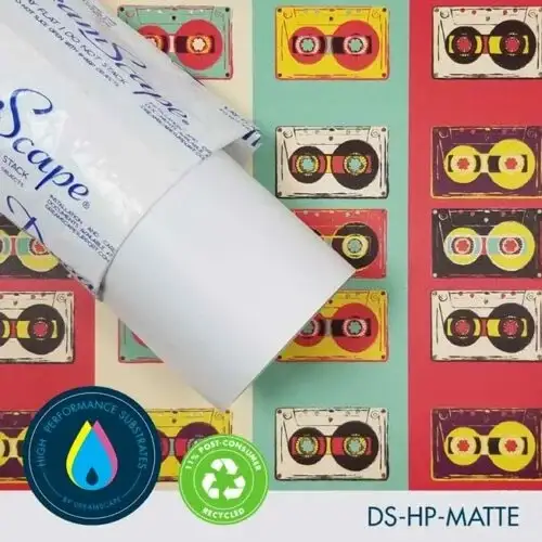 [DS-HPMATTE20-275] 27'' x 5 Yards Roll - DreamScape Premium Polymeric Printable White Vinyl WallWrap - Matte Texture - 27.0 Mil - Clear Back Permanently Repositionable Adhesive