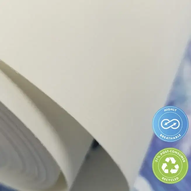 54 x 25 Yards Roll - DreamScape Premium Polymeric Printable White Vinyl WallWrap - Terralon Regatta Texture - 22.0 Mil - Clear Back Permanently Repositionable Adhesive