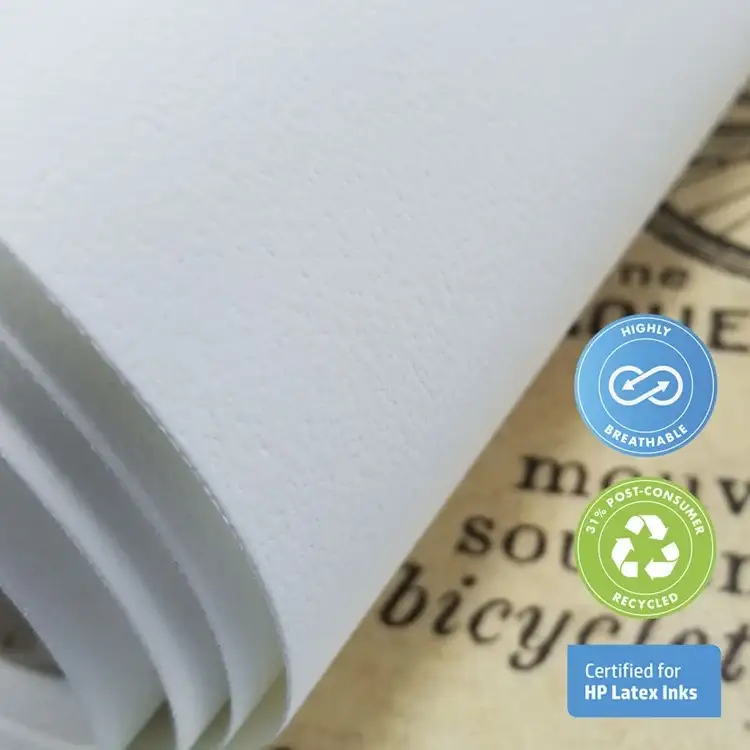 27" x 5 Yards Roll - DreamScape Premium Polymeric Printable White Vinyl WallWrap - Terralon Texture - 22.0 Mil - Clear Back Permanently Repositionable Adhesive
