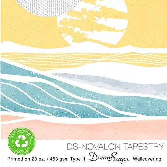 27'' x 5 Yards Roll - DreamScape Premium Polymeric Printable White Vinyl WallWrap - Novalon Tapestry Texture - 20.0 Mil - Clear Back Permanently Repositionable Adhesive