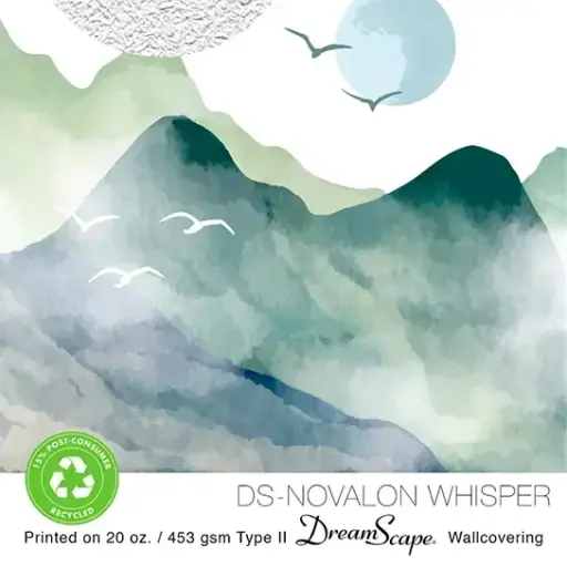 [DS-NOVAWR20-5450] 54'' x 50 Yards Roll - DreamScape Premium Polymeric Printable White Vinyl WallWrap - Novalon Whisper Texture - 20.0 Mil - Clear Back Permanently Repositionable Adhesive