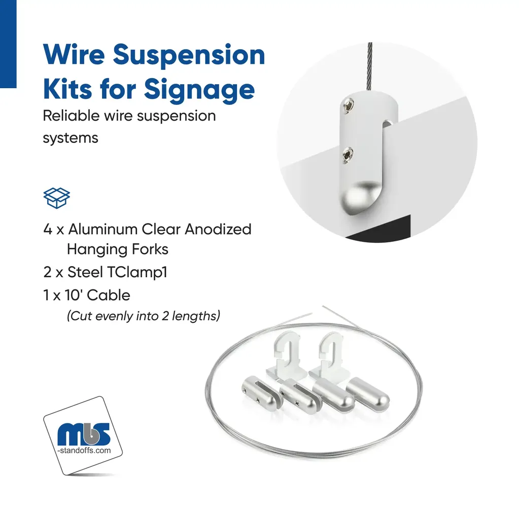 Wire Suspension Kit for Signage (T-Bar Clamp)