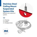 Wire Suspension Kit for Signage (T-Bar Clamp, with Hooks)