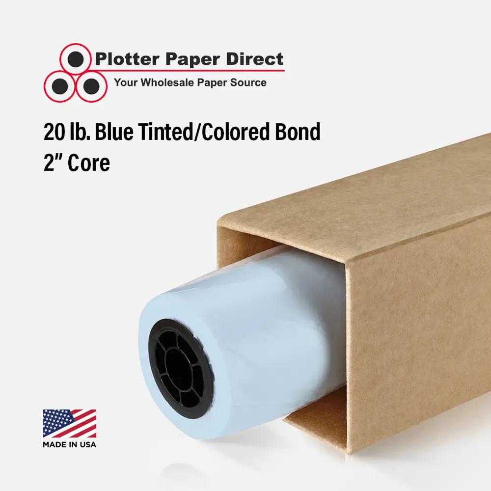 20 Lb Blue Tinted Plotter Paper - 2'' Core