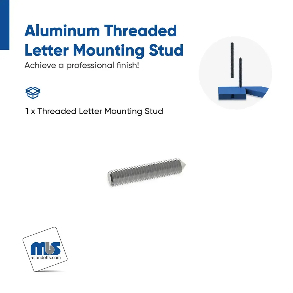 3/16'' Diameter 10-24 Aluminum Letter Mounting Stud