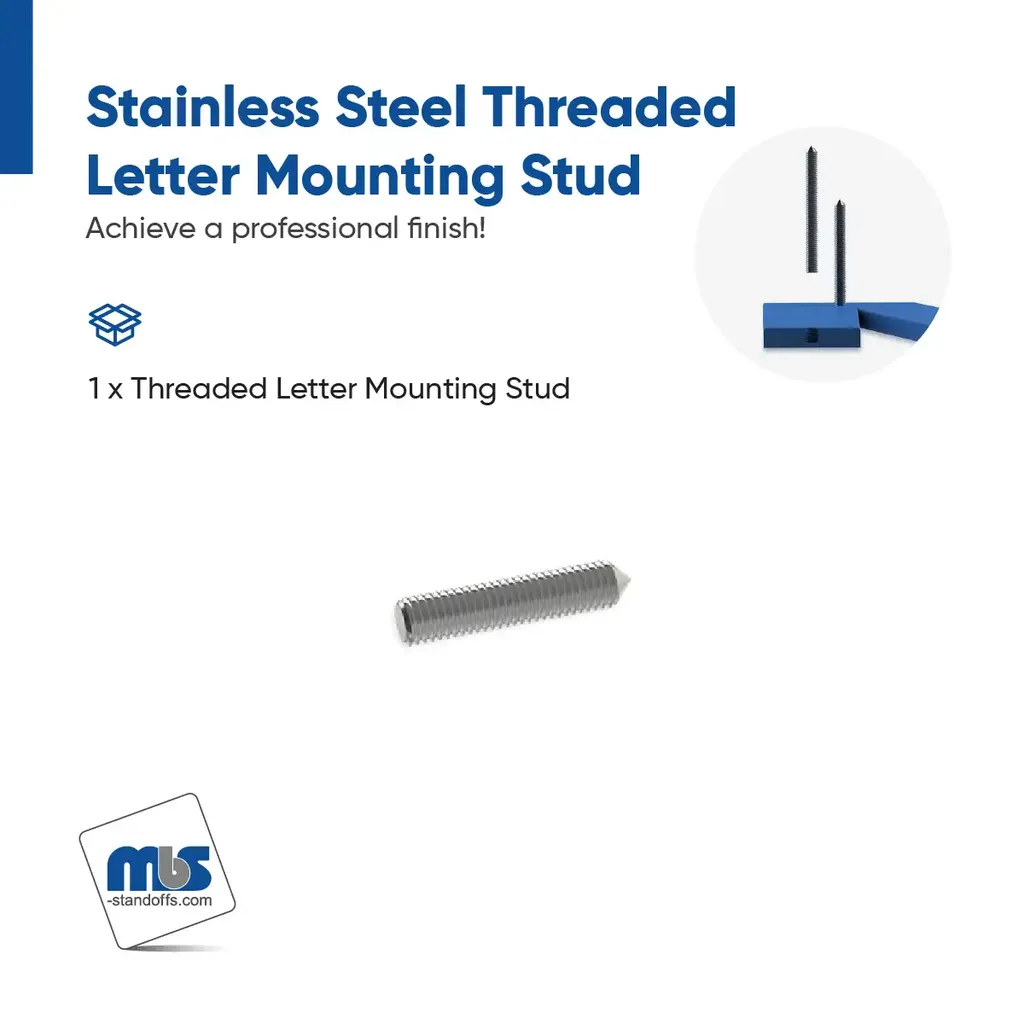 3/16'' Diameter 10-24 Stainless Steel Letter Mounting Stud