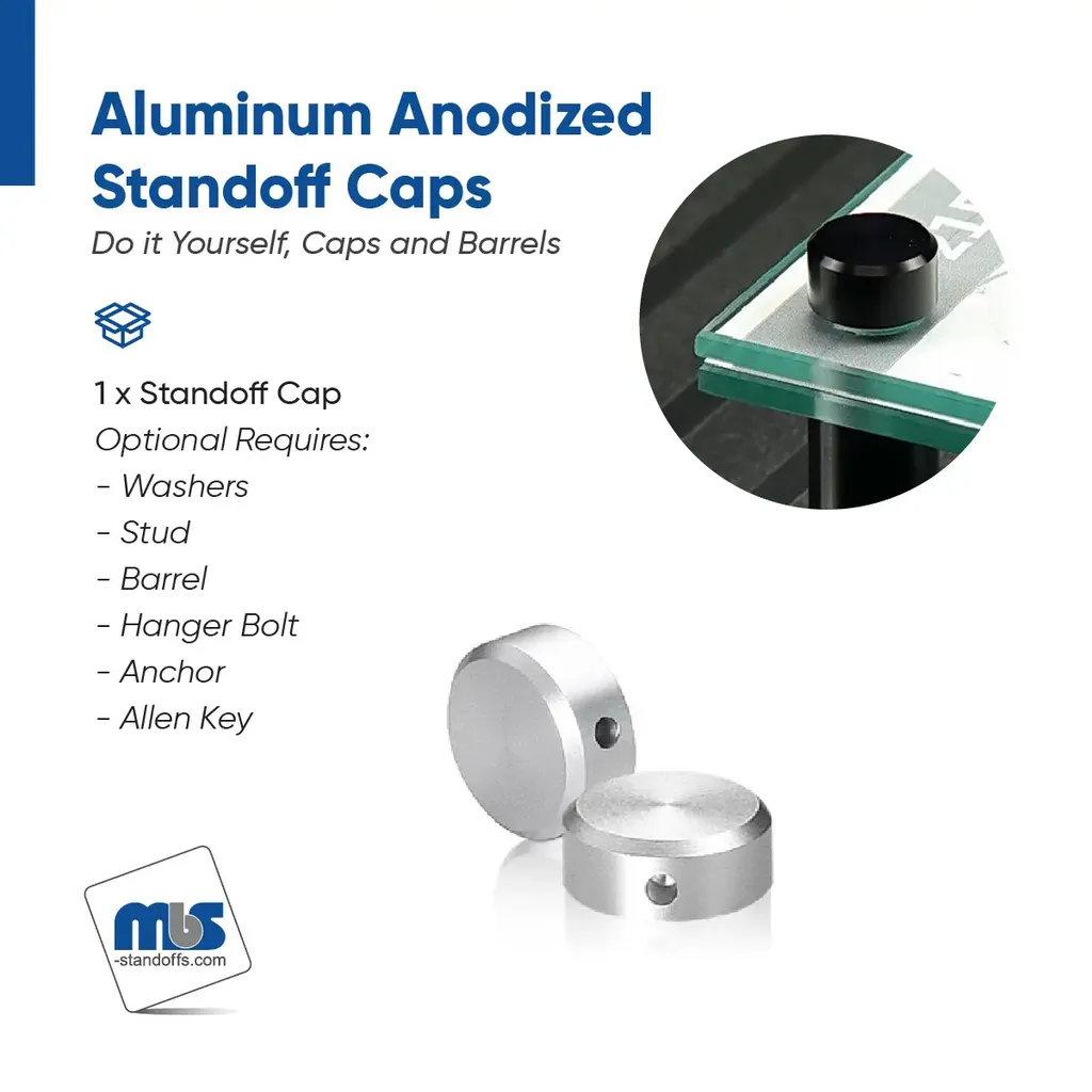 5/8" Diameter, 1/4-20 Threaded Locking Caps - 5/16" Hole Required