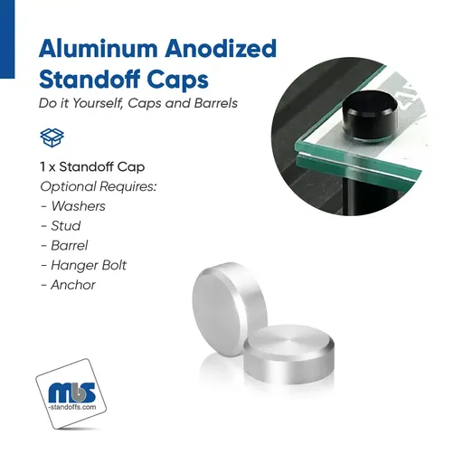 3/4" Diameter, 1/4-20 Threaded Caps - 5/16" Hole Required