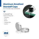 1" Diameter, 10-24 Threaded Caps - 7/32" Hole Required