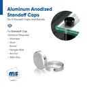 1" Diameter, 1/4-20 Threaded Locking Caps - 5/16" Hole Required