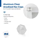 1" Diameter, 5/16-18 Threaded Hex Caps - 3/8" Hole Required