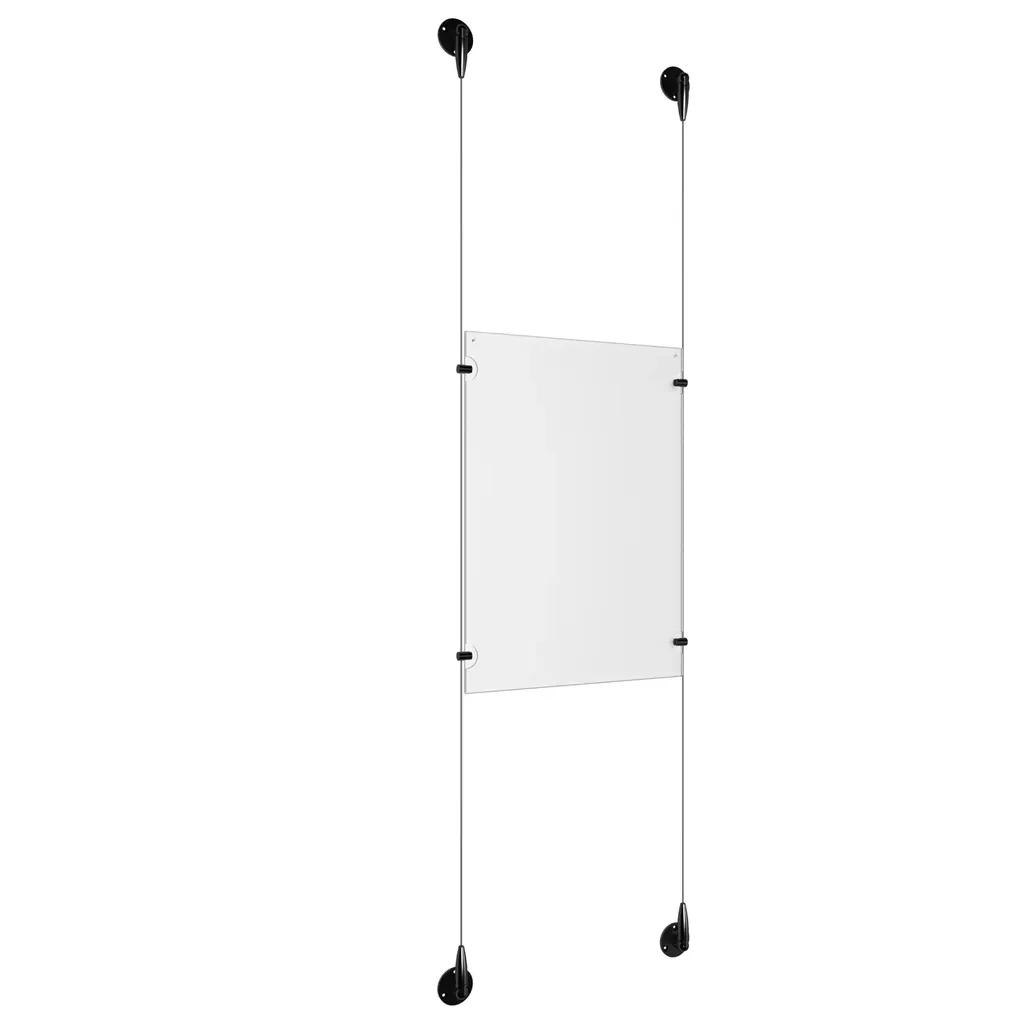 Ceiling/Floor/Wall Adjustable Matte Black Aluminum Full Acrylic/ Signature 1.5mm Cable System Kits