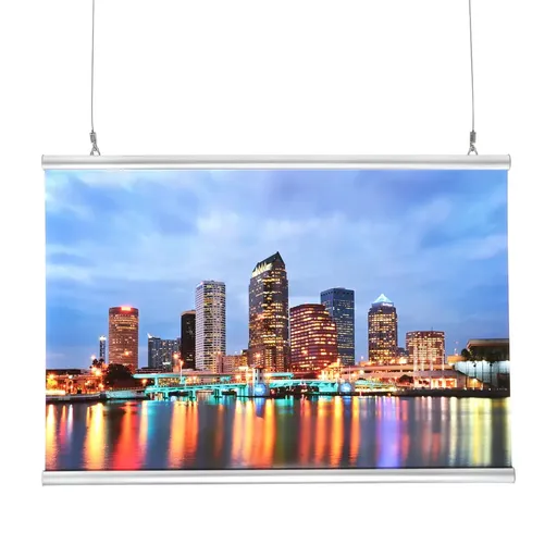 Aluminum Silver Banner Rails with Easy Hinge Snap Open System - 2 Pieces