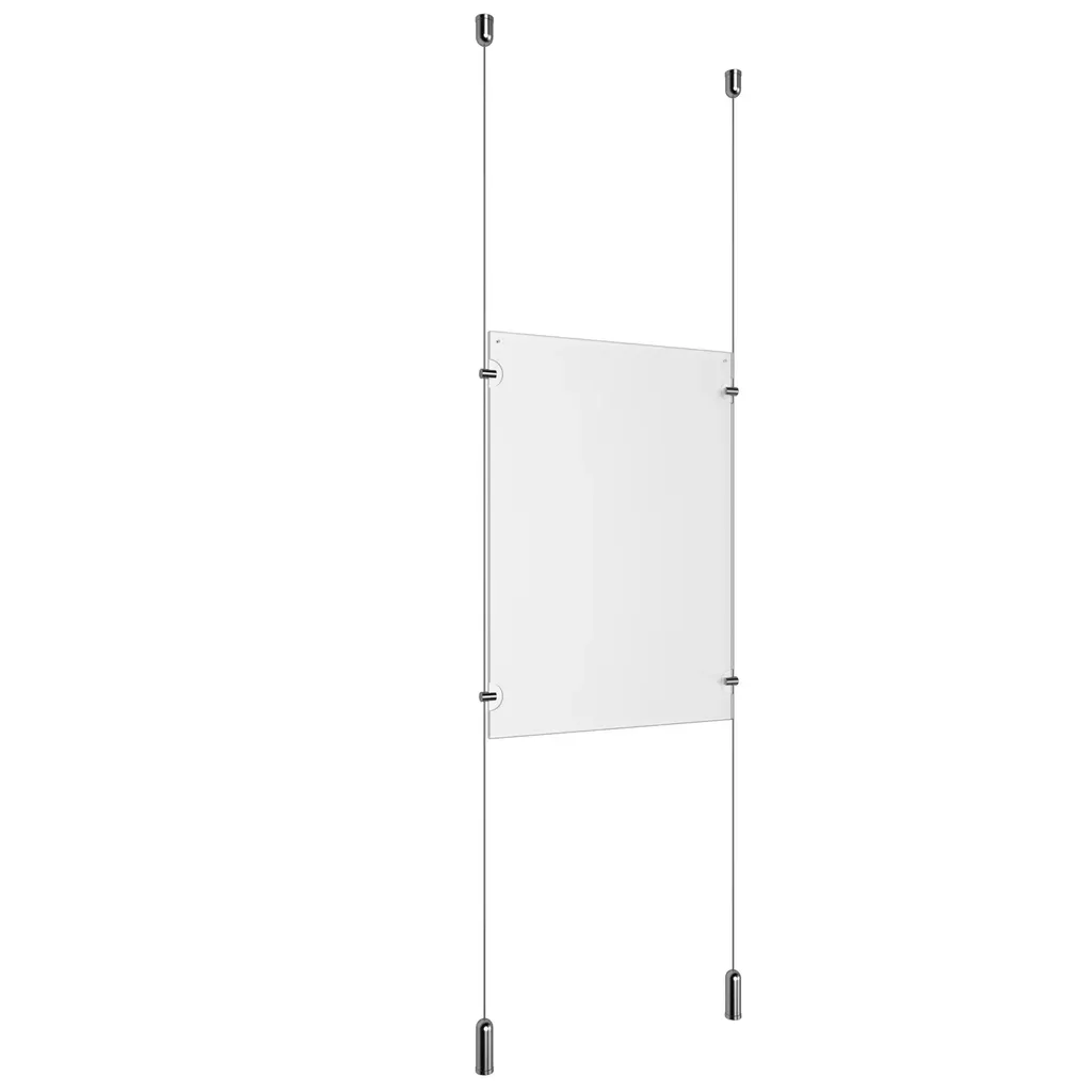 Ceiling to Floor Aluminum Chrome Polished Full Acrylic/1.5 mm Cable System Kits